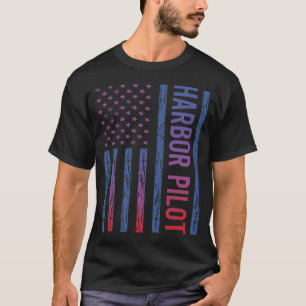 T-shirt Drapeau Américain Bleu Rouge Pilote de Port