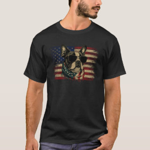 T-shirt Drapeau américain Boston Terrier 4 juillet Canin U