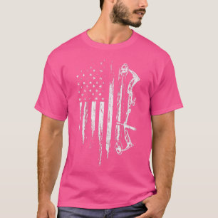 T-shirt Drapeau Américain Bowhuning Bow Archery Cadeau Pou