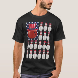 T-shirt Drapeau américain Bowling Ball 4 juillet US Bowler