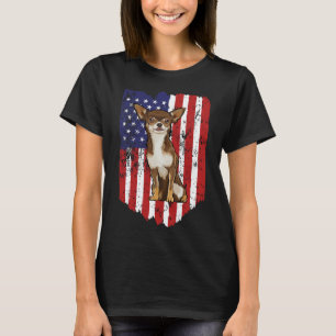T-shirt Drapeau américain Brown Chihuahua 4 juillet Usa