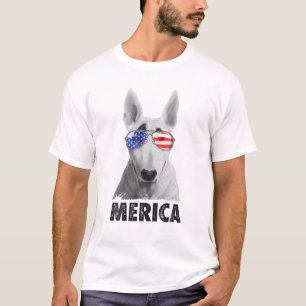T-shirt Drapeau américain Bull Terrier 4 juillet Merica