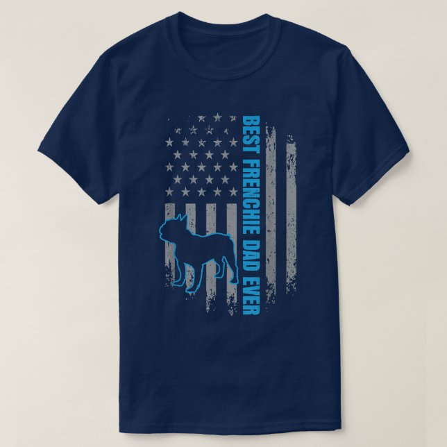 T-shirt Drapeau américain Bulldog Meilleur Père Français (Design devant)