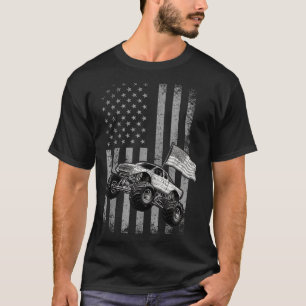 T-shirt Drapeau américain camion monstre design vintage ju