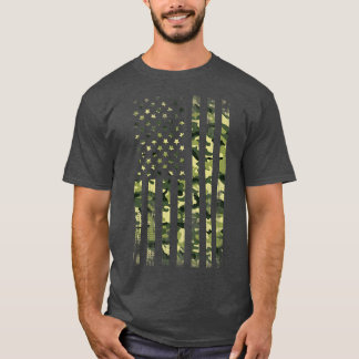 T-shirt Drapeau américain Camo Vintage militaire
