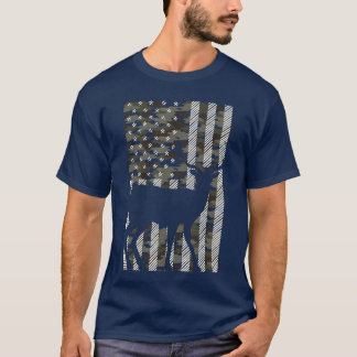 T-shirt Drapeau américain camouflage cerf vintage buck éla