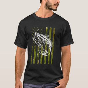 T-shirt Drapeau américain camouflage pêche à la basse pêch