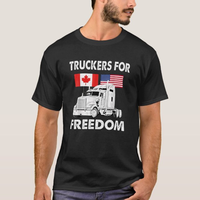 T-shirt Drapeau américain Canada Convoi pour la liberté du (Devant)