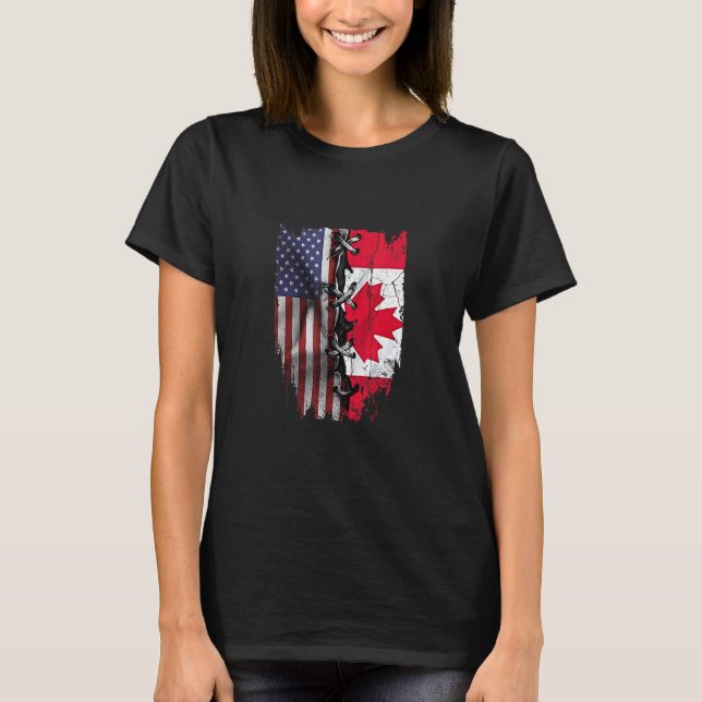 T-shirt Drapeau américain canadien cultivé Racines USA Can (Devant)