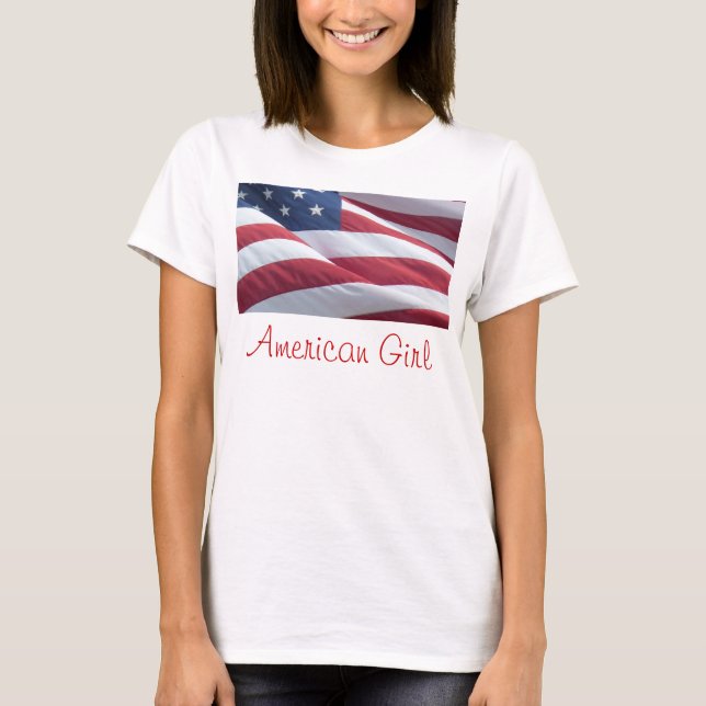 T-shirt Drapeau américain chemise fille (Devant)