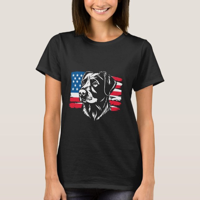 T-shirt Drapeau américain chien (Devant)