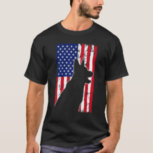T-shirt Drapeau Américain Chien Berger Allemand Papa Maman