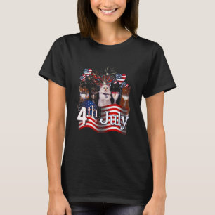 T-shirt Drapeau américain Chubby Cat 4 juillet