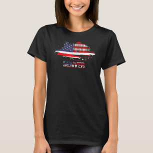 T-shirt Drapeau américain Cityscape Denver Colorado Skylin