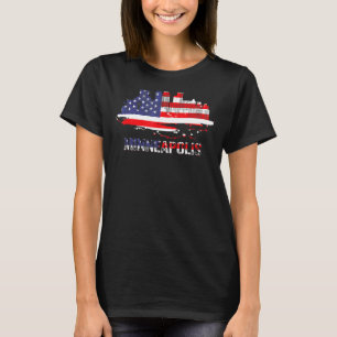 T-shirt Drapeau américain Cityscape Minneapolis Minnesota