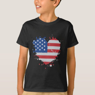 T-shirt Drapeau américain coeur 4 juillet amour Amérique P