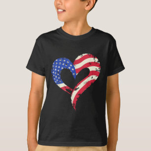 T-shirt Drapeau américain Coeur des forces armées patrioti