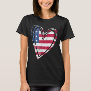 T-shirt Drapeau américain Coeur Forces armées patriotiques