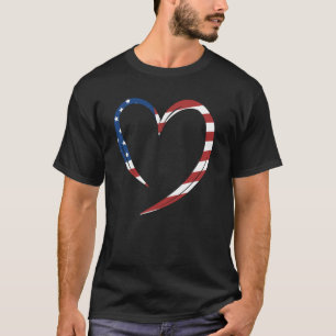 T-shirt Drapeau Américain Cœur USA Patriotique Forces Armé