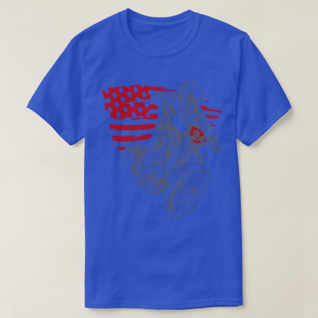 T-shirt Drapeau américain cool Motorcross (Design devant)