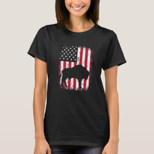 T-shirt Drapeau américain Cool vintage Bison Animal Retro