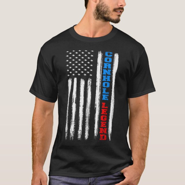 T-shirt Drapeau américain Cornhole Légende Champion Bean B (Devant)