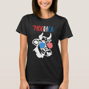 T-shirt Drapeau américain Cow Merica Moorica du 4 juillet