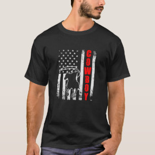 T-shirt Drapeau américain Cowboy USA Patriotic Horse Ridin