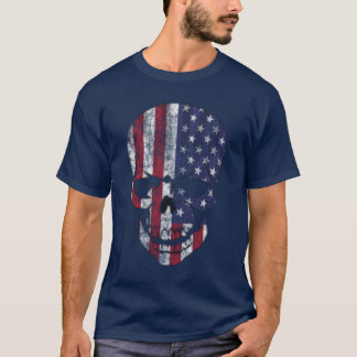 T-shirt Drapeau américain crâne en détresse