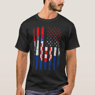 T-shirt Drapeau américain croate Croatie America Pride Her