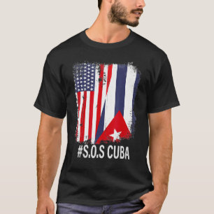 T-shirt Drapeau américain cubain à moitié Sos Cuba Vintage
