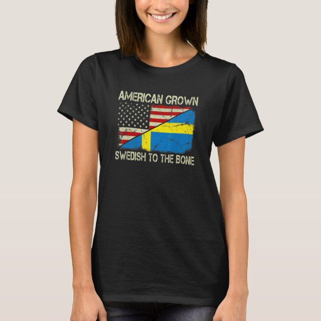 T-shirt Drapeau Américain Cultivé Suédois À L'Oone Us Suèd (Devant)