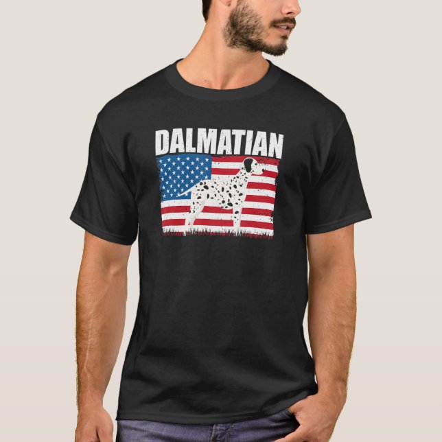 T-shirt Drapeau américain Dalmatien (Devant)