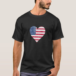 T-shirt Drapeau américain dans le cœur