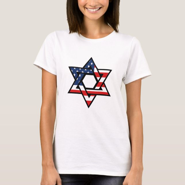 T-shirt Drapeau américain dans l'étoile de David Shirt (Devant)