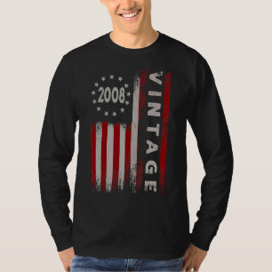 T-shirt Drapeau américain de 14 ans Vintage 2008 14e anniv