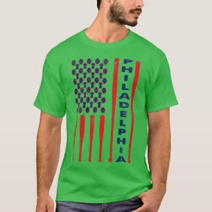 T-shirt Drapeau américain de base-ball de Philadelphie vin