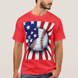 T-shirt Drapeau américain de baseball 4 juillet hommes amé