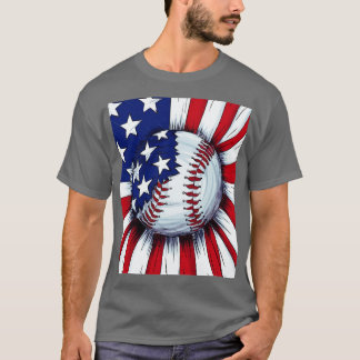 T-shirt Drapeau américain de baseball 4 juillet hommes amé