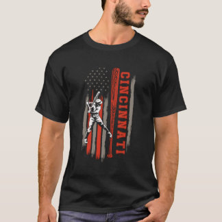 T-shirt Drapeau américain de baseball de Cincinnati City
