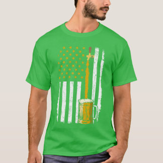 T-shirt Drapeau américain de bière versée Vintage 4 juille