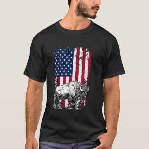T-shirt Drapeau américain de bison - Drapeau américain 4 j
