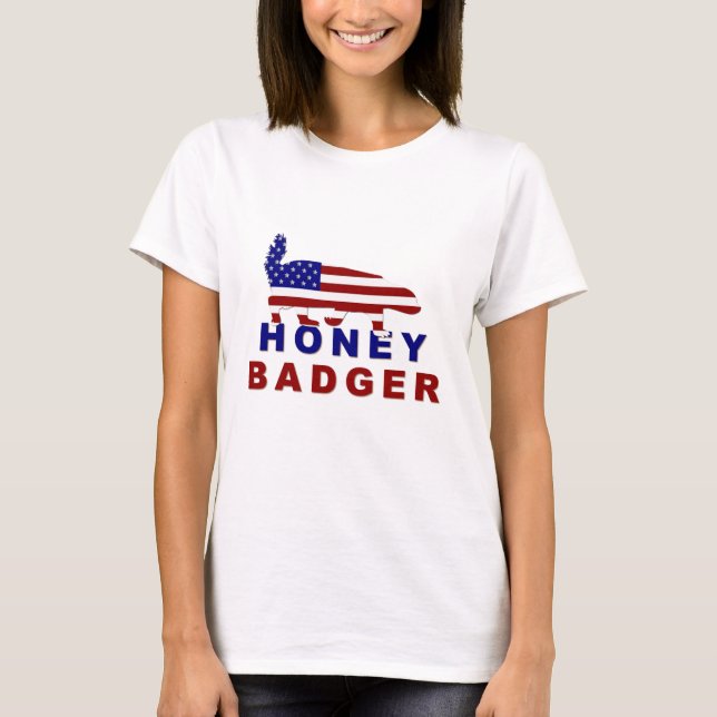 T-shirt drapeau américain de blaireau de miel (Devant)