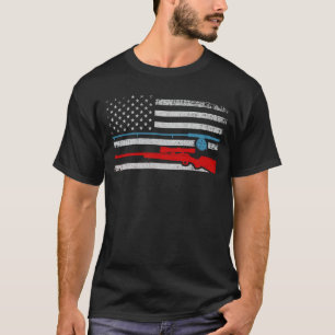 T-shirt Drapeau américain de chasse au carreau
