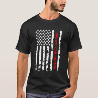 T-shirt Drapeau américain de course automobile Sprint