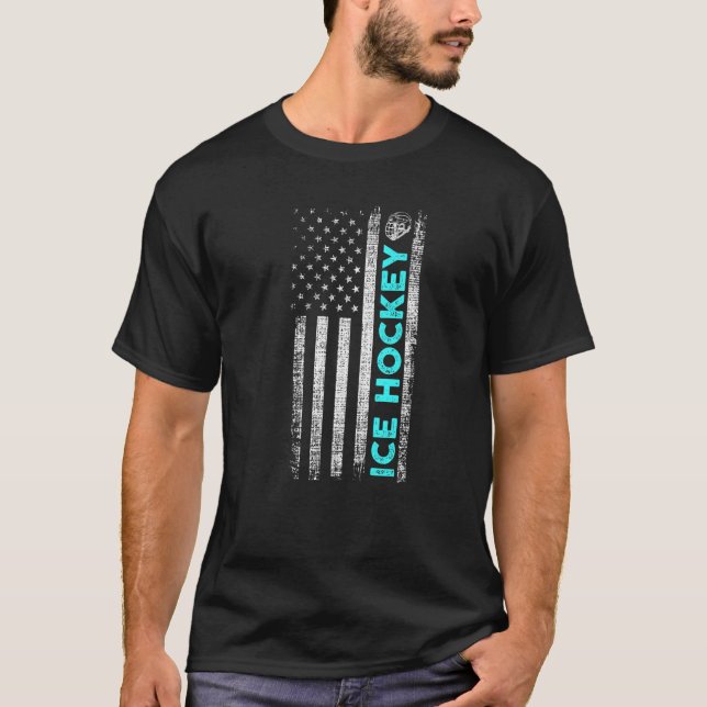 T-shirt Drapeau américain de hockey (Devant)