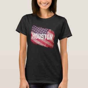 T-shirt Drapeau américain de Houston Texas États-Unis Vint