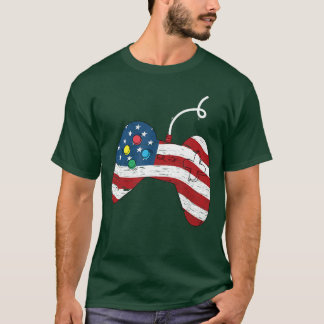 T-shirt Drapeau américain de jeu pour hommes Gamer garçon