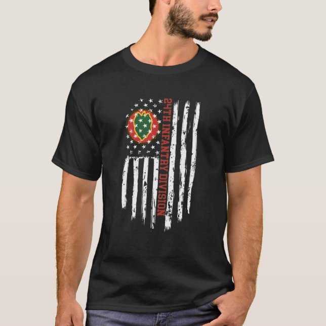 T-shirt Drapeau Américain De La 24E Division D'Infanterie (Devant)