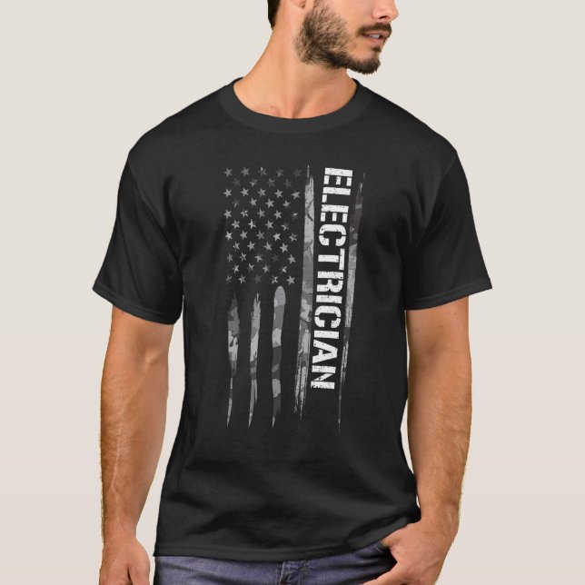 T-shirt Drapeau américain de l'électricien (Devant)